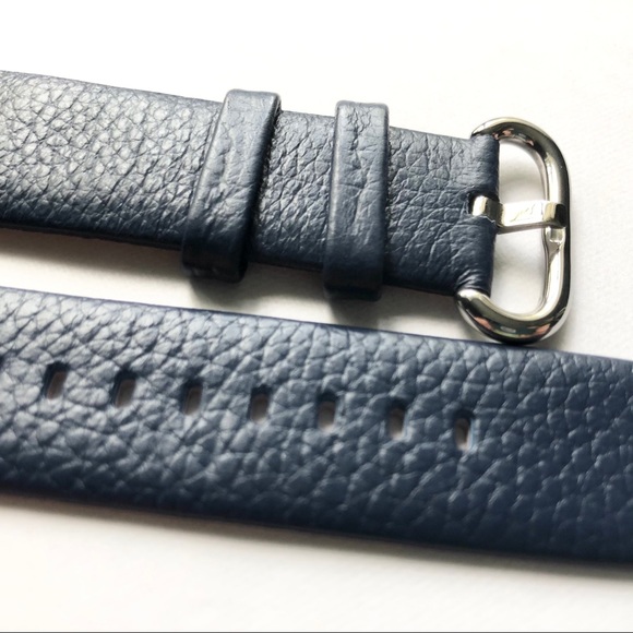 NEW Navy BLUE Leather Band Apple Watch 42/44/45mm M - Picture 2 of 9